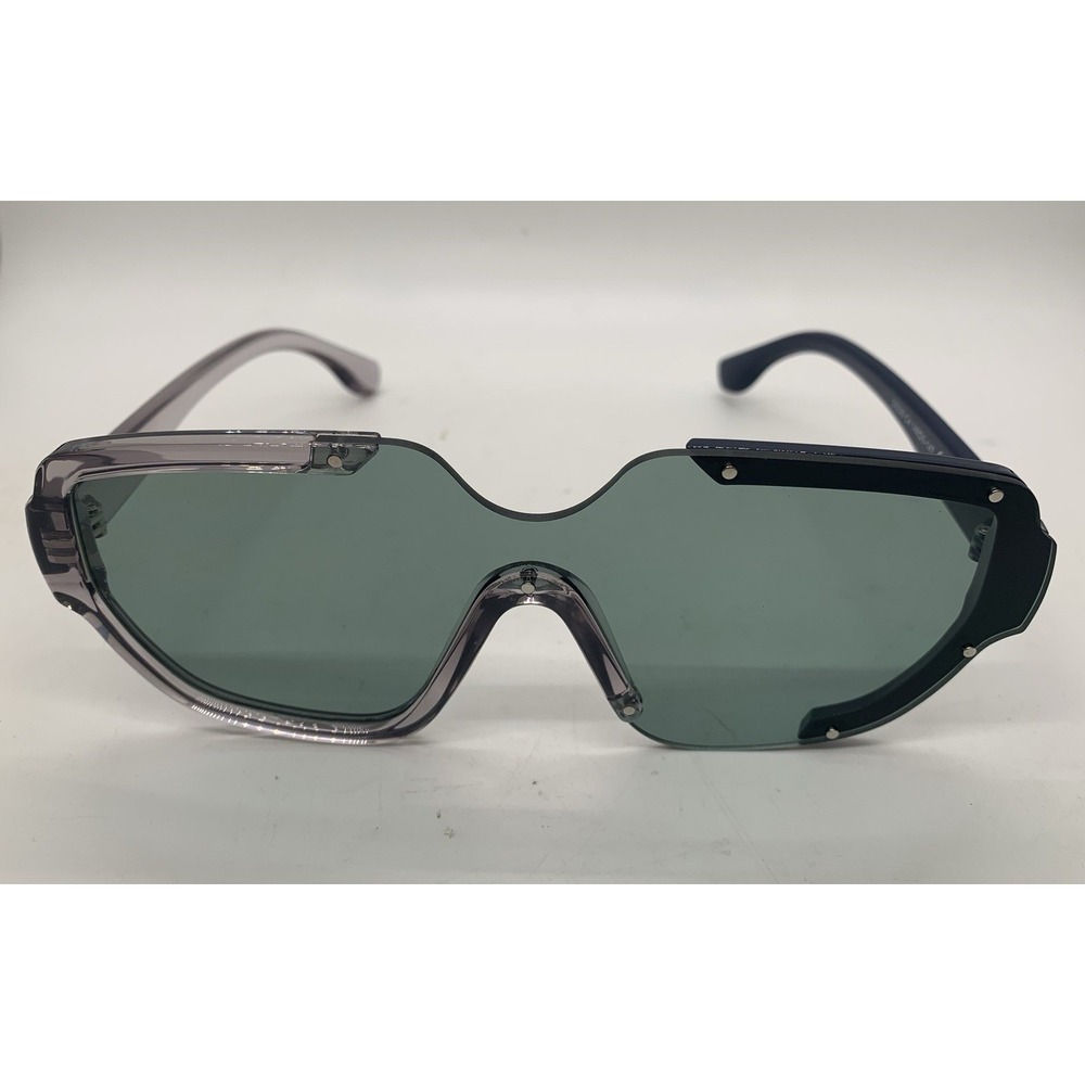Vanlinker Sunglasses Futuristic Shield Gray Blue Frame Green Lense 9619 - Picture 7 of 10